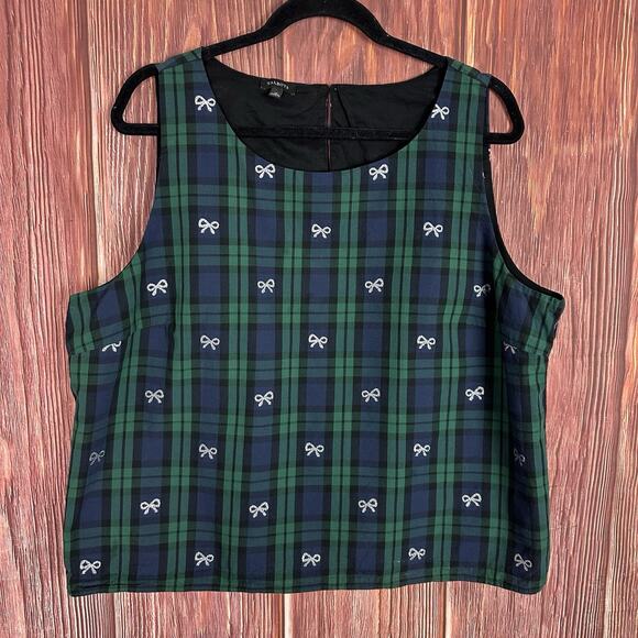 Talbots Metallic Bow Plaid Tank Top Side Zip Tartan Plaid Womens Plus Size 18 - Picture 2 of 6